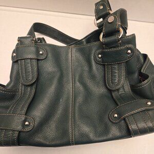 Tignanello Dark Green Leather Shoulder Bag
